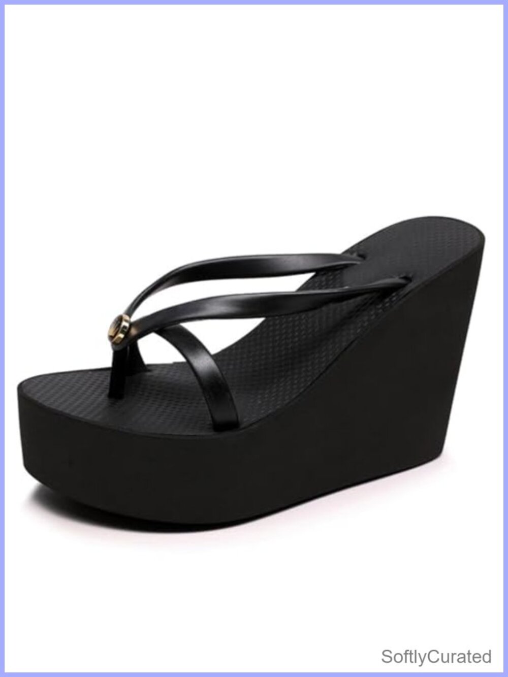 Women's Elastic Lace-Up Platform Wedge Flip Flop Peep Toe Slip On Sandals